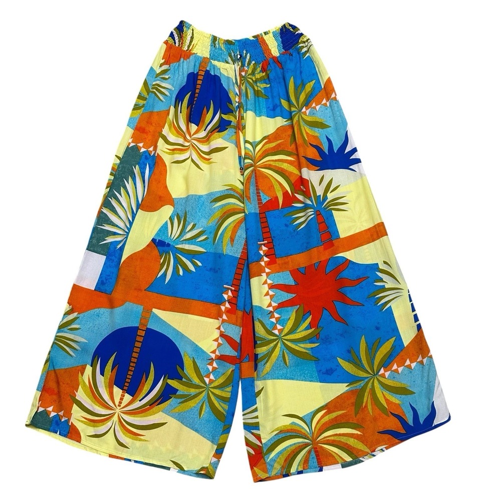 NWT Love & Harmony High Rise‎ Wide Leg Pants Floral Yellow Multi boho Women's S